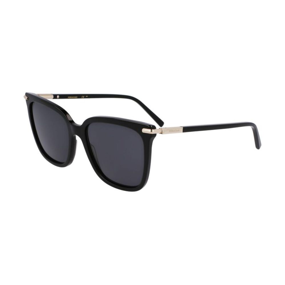 Salvatore Ferragamo Sunglasses Square Full Rim, Black Frame and Grey Lens